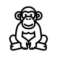 Monkey logo or modern line icon. line art and icon design with bold outline. Black and white Pixel Perfect minimalistic symbol isolate white background. Creative logotype vector