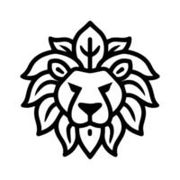 Lion Oak logo or modern line icon. line art and icon design with bold outline. Black and white Pixel Perfect minimalistic symbol isolate white background. Creative logotype vector