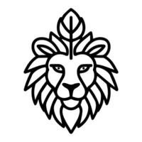 Lion Oak logo or modern line icon. line art and icon design with bold outline. Black and white Pixel Perfect minimalistic symbol isolate white background. Creative logotype vector