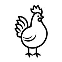 Chicken logo or modern line icon. line art and icon design with bold outline. Black and white Pixel Perfect minimalistic symbol isolate white background. Creative logotype vector
