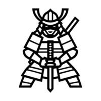 Samurai logo or modern line icon. line art and icon design with bold outline. Black and white Pixel Perfect minimalistic symbol isolate white background. Creative logotype vector