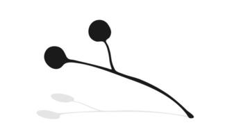 A branch silhouette with a shadow in the style of a doodle. Illustration, isolated on white background. Floral design vector