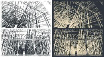 Structures of a large industrial hangar sketches vector