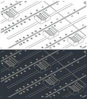 Sliders or faders control board isometric drawings vector