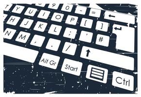 Mechanical keyboard close up retro poster vector