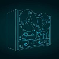 Reel to reel tape recorder sketch vector