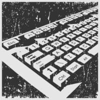 Retro keyboard close up vector