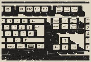 Retro keyboard close up poster vector