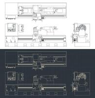 Mechanical lathe blueprints vector