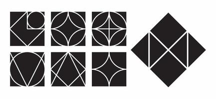 Basic shape for element design, set. Editable icon for graphic design. Black and white flat icon. vector