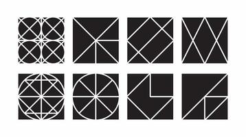 Basic shape for element design, set. Editable icon for graphic design. Black and white flat icon. vector