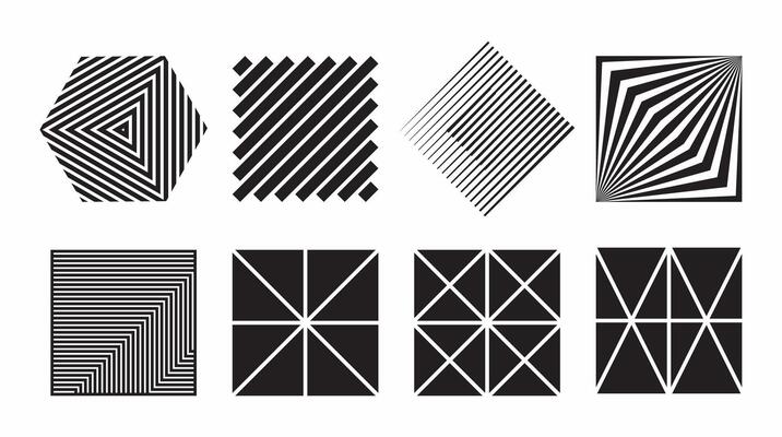 Basic shape for element design, set. Editable icon for graphic design. Black and white flat icon.