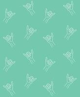 Seamless pattern of sketch Shaka sign vector