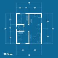 Floor plan blueprint, Figure of the jotting sketch of the construction and the industrial skeleton of the structure and dimensions. eps 10 vector