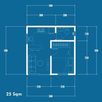 Floor plan blueprint, Figure of the jotting sketch of the construction and the industrial skeleton of the structure and dimensions. eps 10 vector