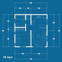 Floor plan blueprint, Figure of the jotting sketch of the construction and the industrial skeleton of the structure and dimensions. eps 10 vector