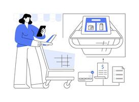 Interactive shopping cart isolated cartoon illustrations. vector