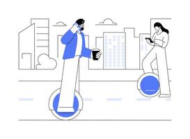 Electric unicycle isolated cartoon illustrations. vector
