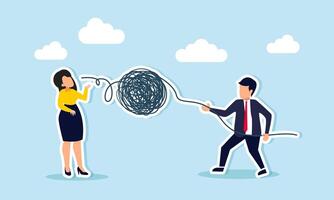 A business consultant solves problems, discusses work, listens well, mentors, and supports, concept of A businessman listens to feedback, talks with colleagues, and helps solve problems vector
