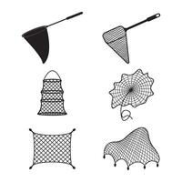 a set of fishing net icons vector