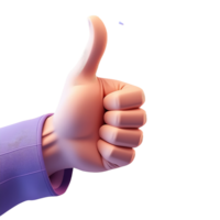 3d hand with thumb up on transparent background png