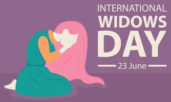 illustration graphic of a widow is wailing sorrow, perfect for international day, international widows day, celebrate, greeting card, etc. vector