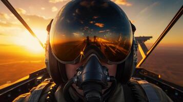 Portrait of a pilot in a fighter plane. Neural network photo