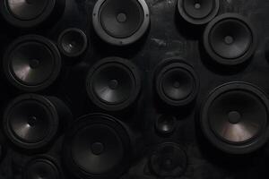 Speakers on the background of an abstract light. Neural network photo