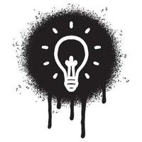 Spray Painted Graffiti Light Bulb line icon Sprayed isolated with a white background. vector