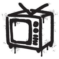 Spray Painted Graffiti retro television icon Sprayed isolated with a white background. vector