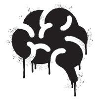 Spray Painted Graffiti Human brain icon Sprayed isolated with a white background. vector
