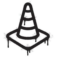 Spray Painted Graffiti traffic cone icon Sprayed isolated with a white background. vector