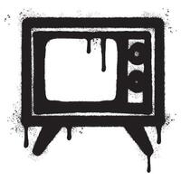 Spray Painted Graffiti retro television icon Sprayed isolated with a white background. vector