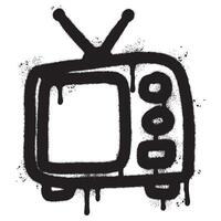 Spray Painted Graffiti retro television icon Sprayed isolated with a white background. vector