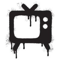 Spray Painted Graffiti retro television icon Sprayed isolated with a white background. vector