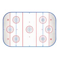 Top View of an Empty Ice Hockey Rink With Red and Blue Lines On Transparent Background png