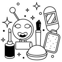 Cosmetic element outline for coloring pages. Cosmetics Easy Coloring Book vector