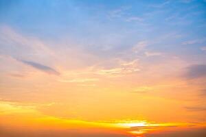 Beautiful , luxury soft gradient orange gold clouds and sunlight on the blue sky perfect for the background, take in everning,Twilight, Large size, high definition landscape photo