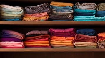 Neatly folded things in the closet. Neural network photo