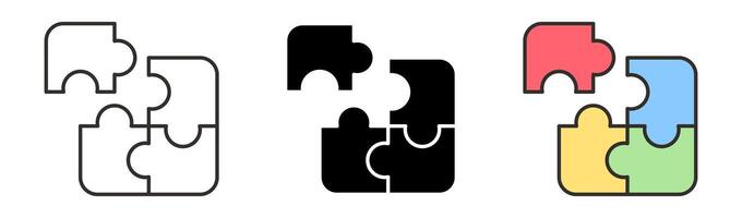 Puzzle Icon Set. Modern Design Isolated on White Background. Illustration For Applications, Posters, Web, Social Media. vector