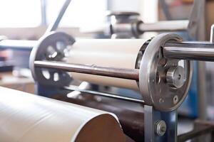 Large offset printing press or magazine running. Neural network photo