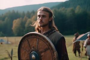 Viking or Anglo-Saxon warrior. Neural network photo