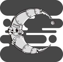 silver robot moon vector
