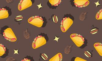 Cake Bakery Seamless pattern design brown background. vector
