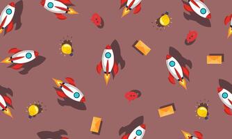 Rocket flat seamless texture pattern start up company color background. vector