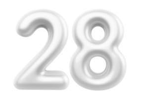 Silver 3D Number 28 png