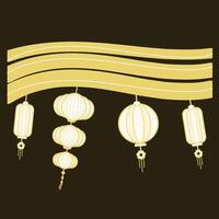 Gold Lanterns lunar new year decoration vector