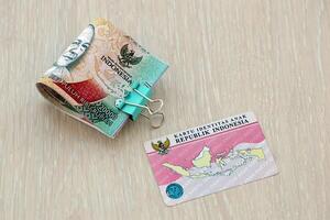 Indonesia child identity card Kartu Identitas Anak or KIA card. ID document for indonesian children photo
