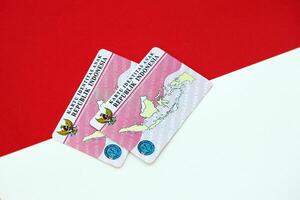 Indonesia child identity card Kartu Identitas Anak or KIA card. ID document for indonesian children photo