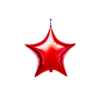 Red Star-shaped balloon floats on transparent background. Captured during celebration for decorative purpose. png